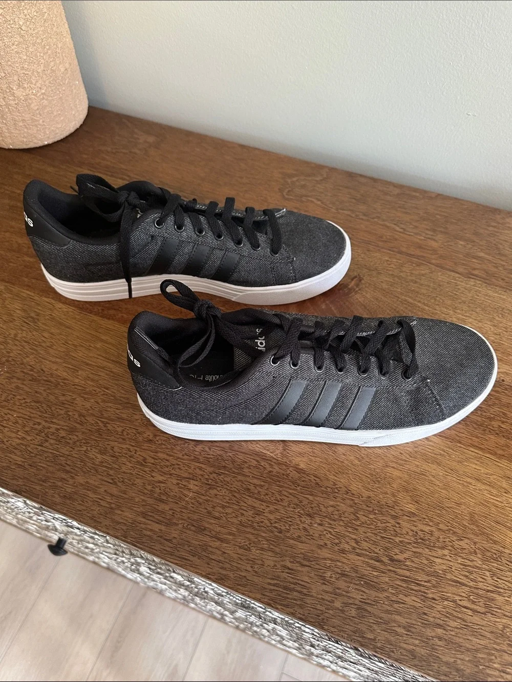 Adidas Daily 2.0 Black Denim Sneakers Men’s Size 10 Casual Shoes DB0284